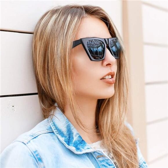 4 Packs Women\'s Cat Eye Sunglasses Retro Oversized Square Vintage Sunglasses Set